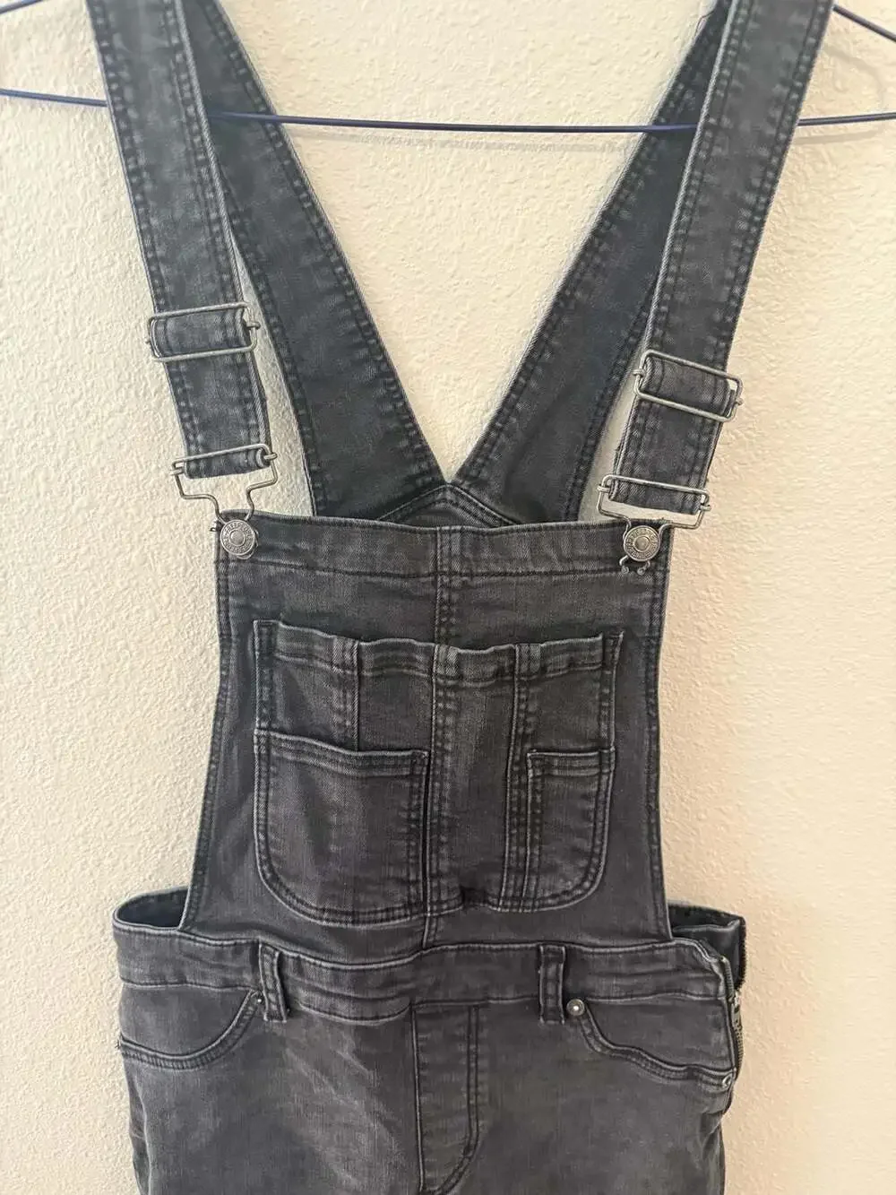 Free People Black Denim Skinny Overalls Size 26R